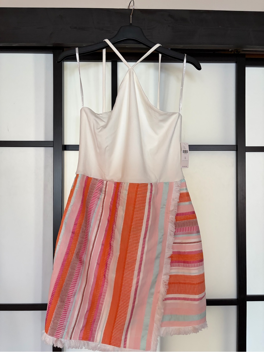 Nwt Anthropologie Sleeveless Pink & Orange Striped Summer Dress